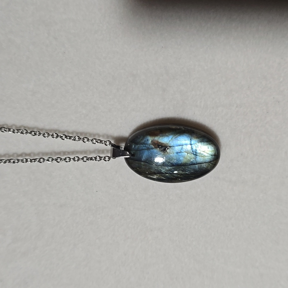 Labradorite Pendant on Stainless Steel